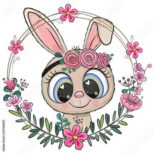 Cartoon Rabbit in a flowers frame
