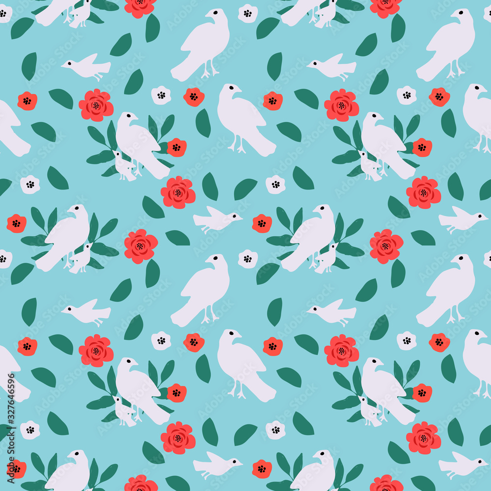 Seamless birds and flowers Seamless birds and flowers