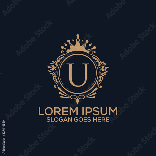 Decorative luxury U letter logo design template vector eps 