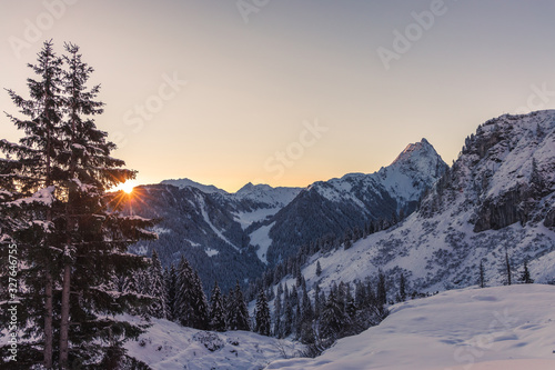 Winter in the Austrian Alps  View of Grosser Rettenstein Mountain in the morning light of a winterday