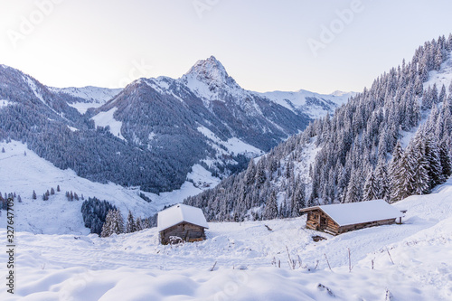 Winter in the Austrian Alps  View of Grosser Rettenstein Mountain in the morning light of a winterday