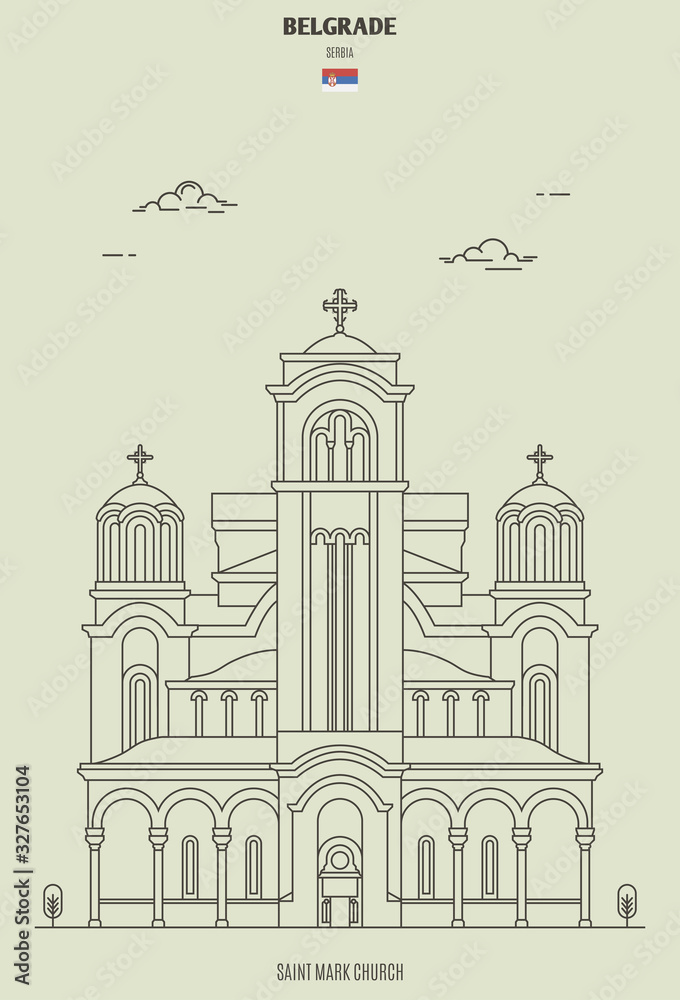 Saint Mark church in Berlgrade, Serbia. Landmark icon