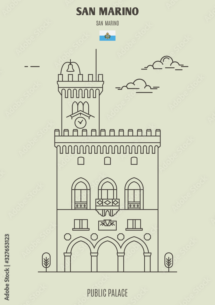 Public palace in San Marino. Landmark icon