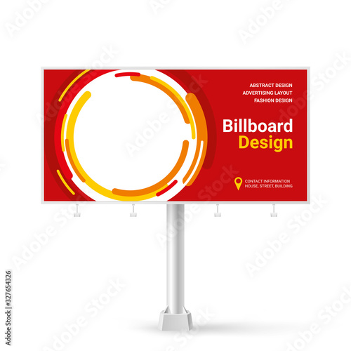 Billboard sign, banner design ideas for outdoor advertising, inspirational graphic design for placing photos and text, vector red background	