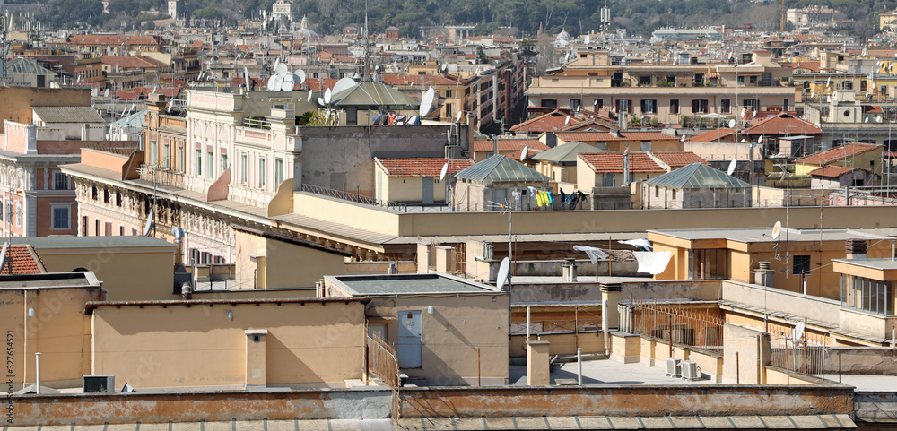 panorama of the city of rome Capital of Italy with many houses a