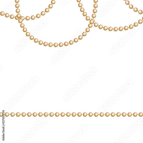 Wallpaper Mural Gold beads on a white background. A beautiful chain of gold color. Net beads are realistic. Decorative element from golden ball design. vector illustration. Torontodigital.ca