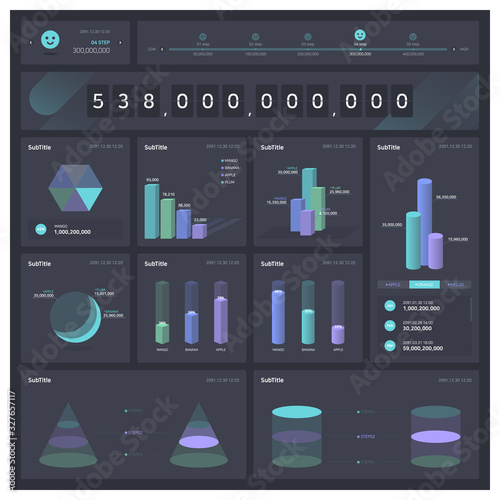 Infographic of realistic data representation using three-dimensional figures