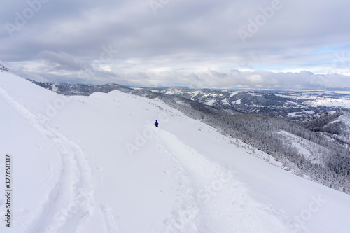 Mountain trail in the snow. Tatry. Poland.