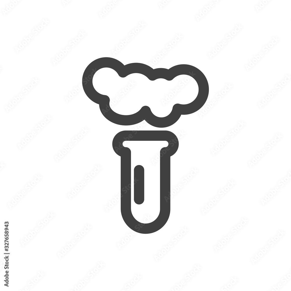 Tube icon with evaporation above it. Minimalistic linear design. Isolated vector on a white background. Tube icon with evaporation above it. Minimalistic linear design. Isolated vector on a white background.