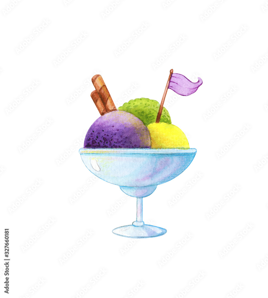 ice cream gelato in cup with flag decoration ice cream gelato in cup with flag decoration