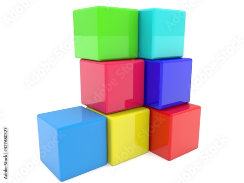 Columns of colored toy blocks