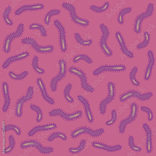 Vector bacteria cells purple seamless pattern