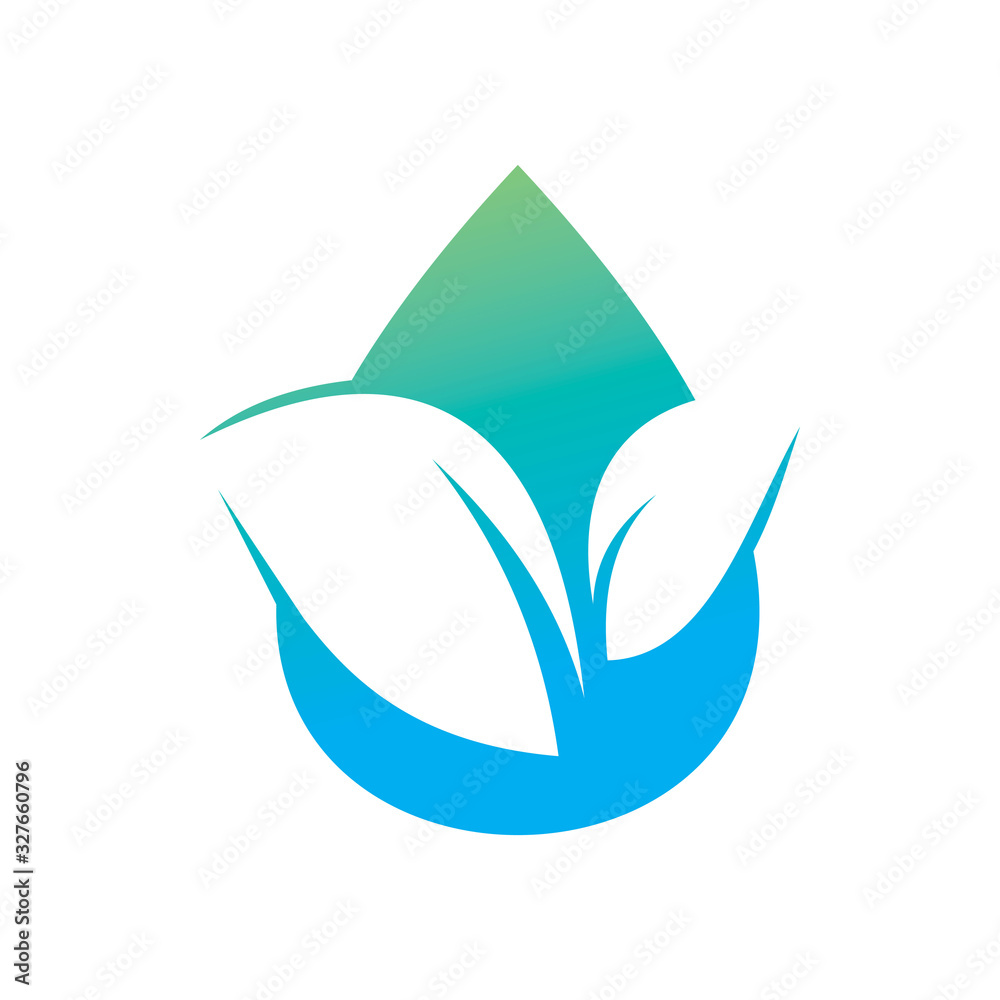 blue green nature color water drop group healthy leaf logo design