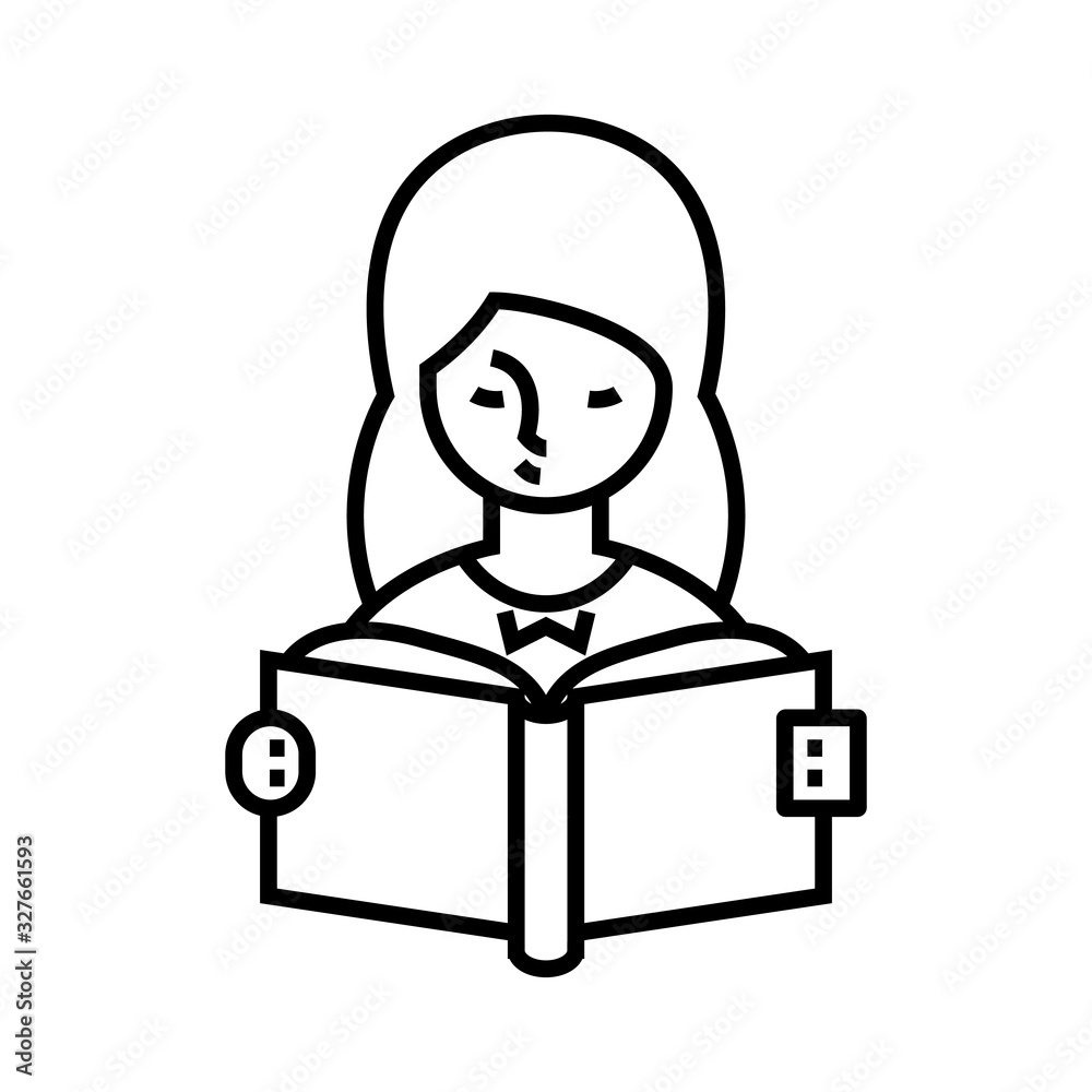 Studying dirl line icon, concept sign, outline vector illustration, linear symbol. Studying dirl line icon, concept sign, outline vector illustration, linear symbol.
