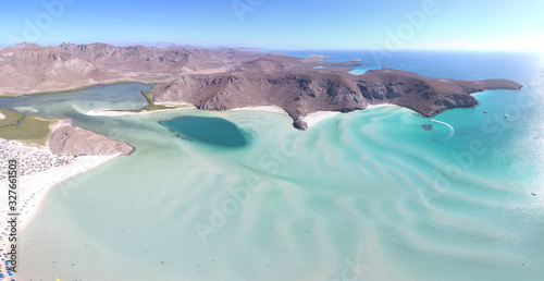 Drone aerial Panorama of Balandra Beach Baja California/Mexico 
