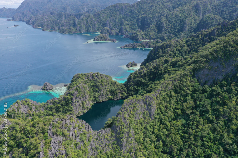 Aerial view of Coron island in Palawan, Philippines