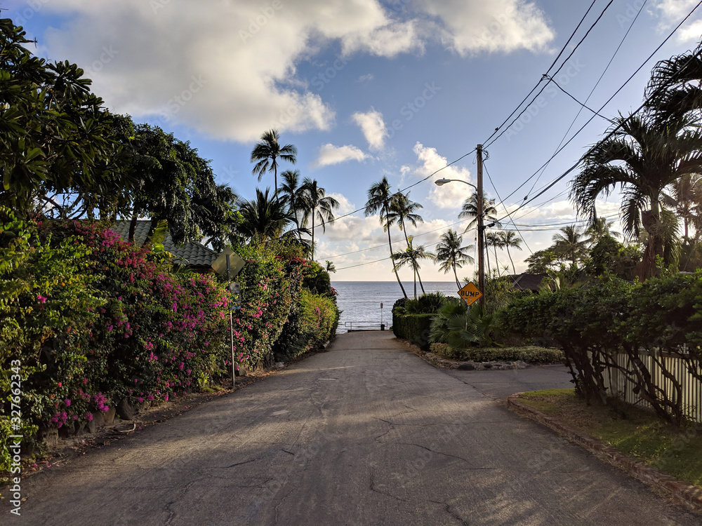 Road leading to the ocean
