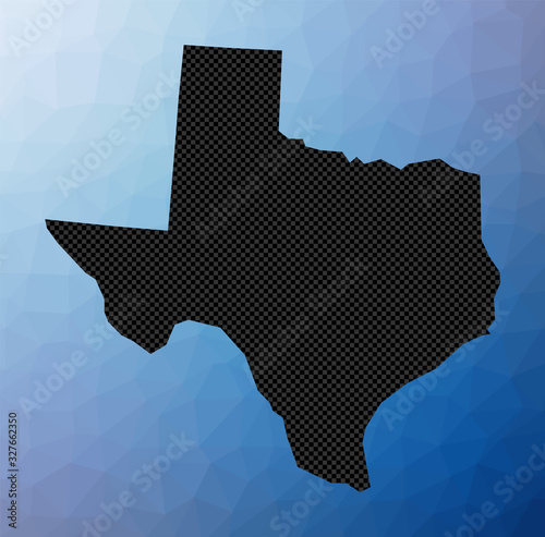 Texas geometric map. Stencil shape of Texas in low poly style. Amazing us state vector illustration.