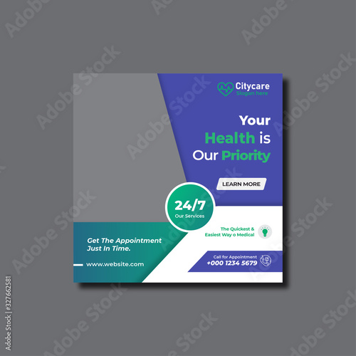 Medical health care social media post web banner or flyer template