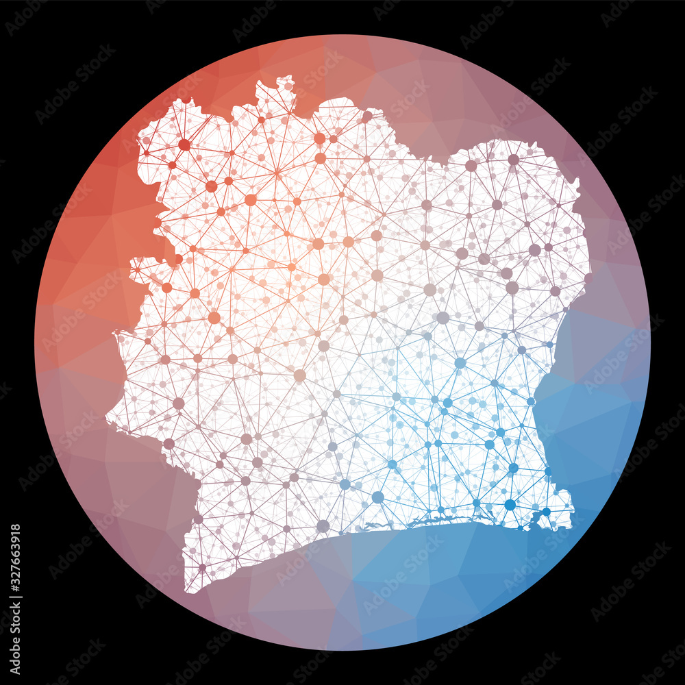Vecteur Stock Vector network Ivory Coast map. Map of the country with ...