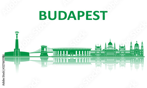 Budapest landmarks silhouette. European championship 2020.