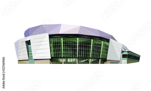 Staples Center Building low poly. vector illustration.