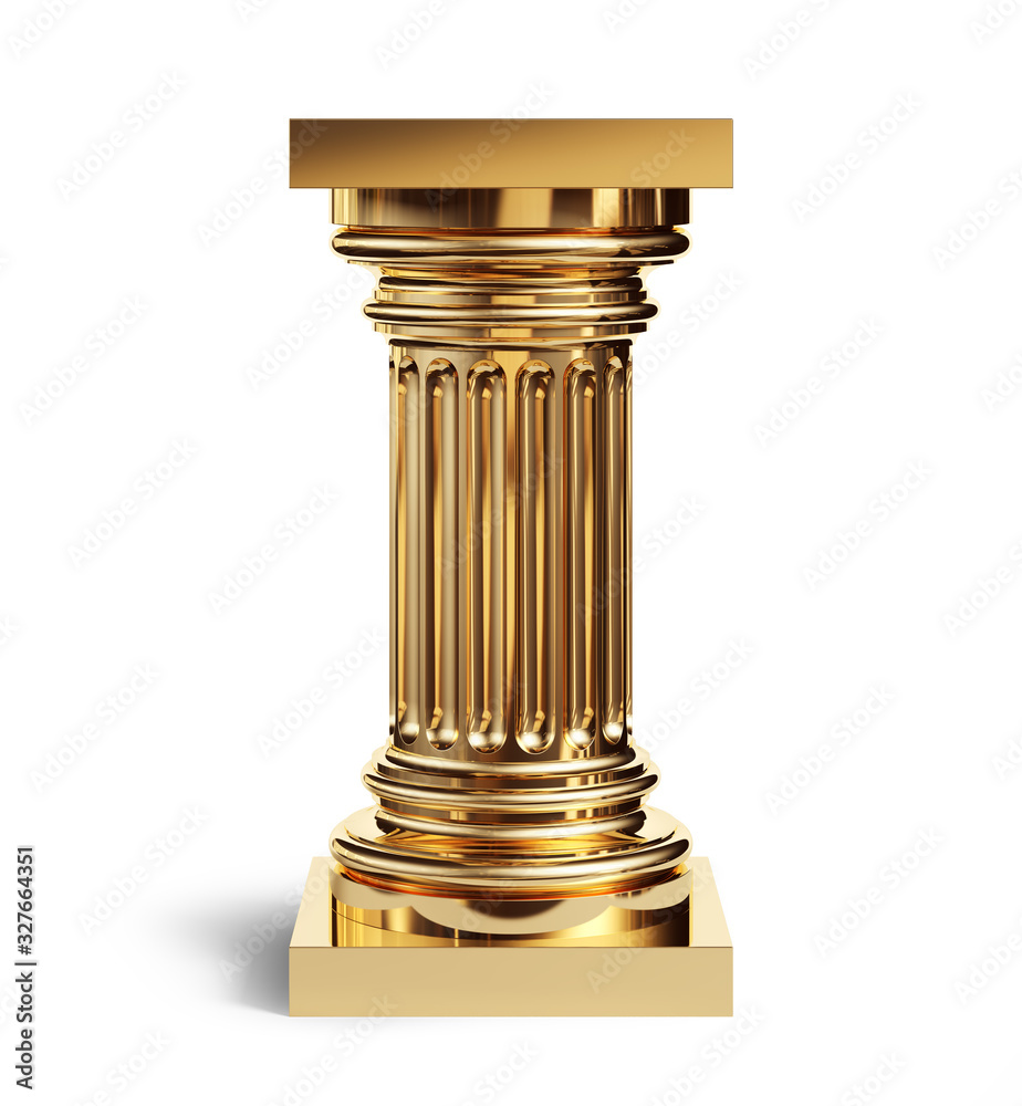 Golden classic column isolated on a white background with clipping path. Golden classic column isolated on a white background with clipping path.