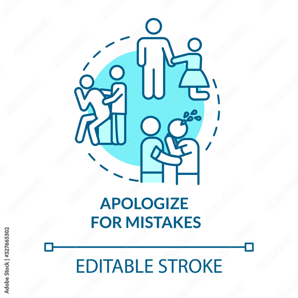 Apologize for mistakes concept icon. Friendship relationship advice. Best friends conflict resolution idea thin line illustration. Vector isolated outline RGB color drawing. Editable stroke Apologize for mistakes concept icon. Friendship relationship advice. Best friends conflict resolution idea thin line illustration. Vector isolated outline RGB color drawing. Editable stroke