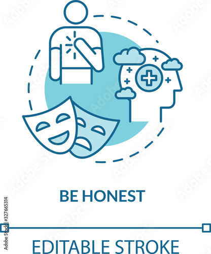 Be honest concept icon. Friendship relationships tip. Truth telling. Being loyal and faithful friend idea thin line illustration. Vector isolated outline RGB color drawing. Editable stroke