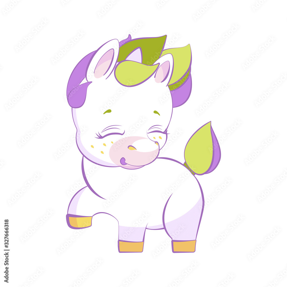 Cute little white unicorn pounding a hoof Cute little white unicorn pounding a hoof
