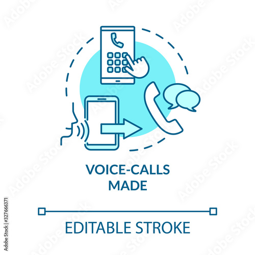 Voice-calls made turquoise concept icon. Chating with smartphone. Cellphone service. Network connection. Roaming idea thin line illustration. Vector isolated outline RGB color drawing. Editable stroke