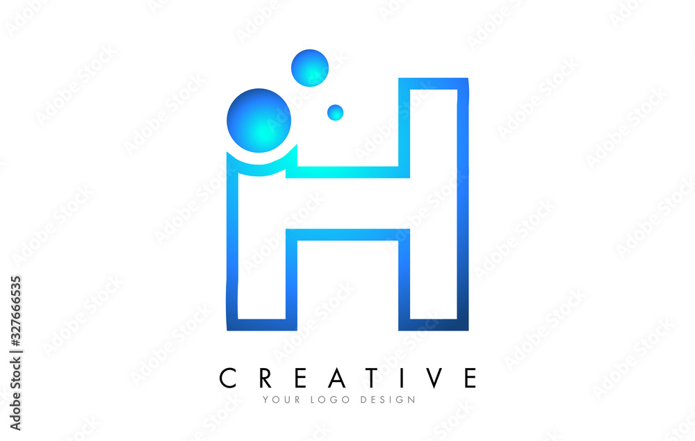H Letter Logo Design with 3D and Ribbon Effect and Dots. H Letter Logo Design with 3D and Ribbon Effect and Dots.