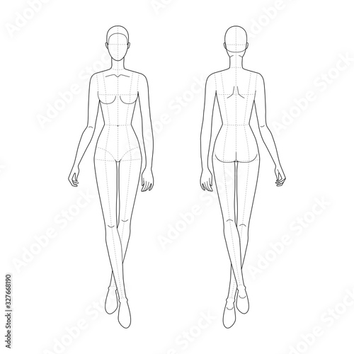 Fashion template of walking women. 