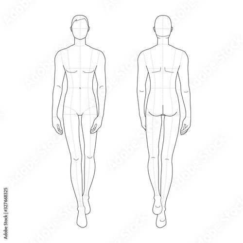 Fashion template of walking men. 