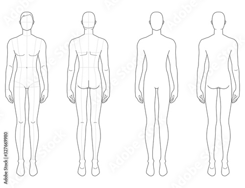Fashion template of standing men. 