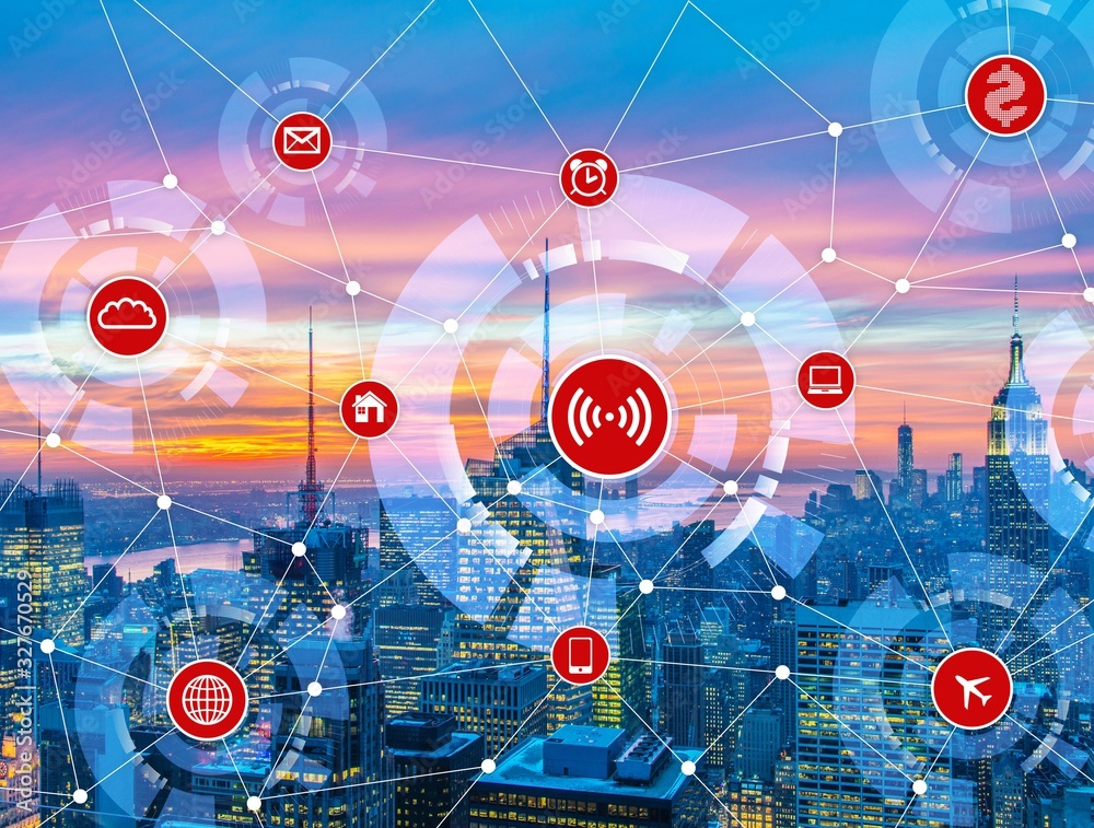 Fototapeta premium Internet of things concept in the city