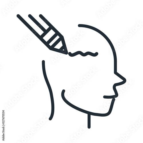 alzheimers disease neurological brain ability to write loss line style icon