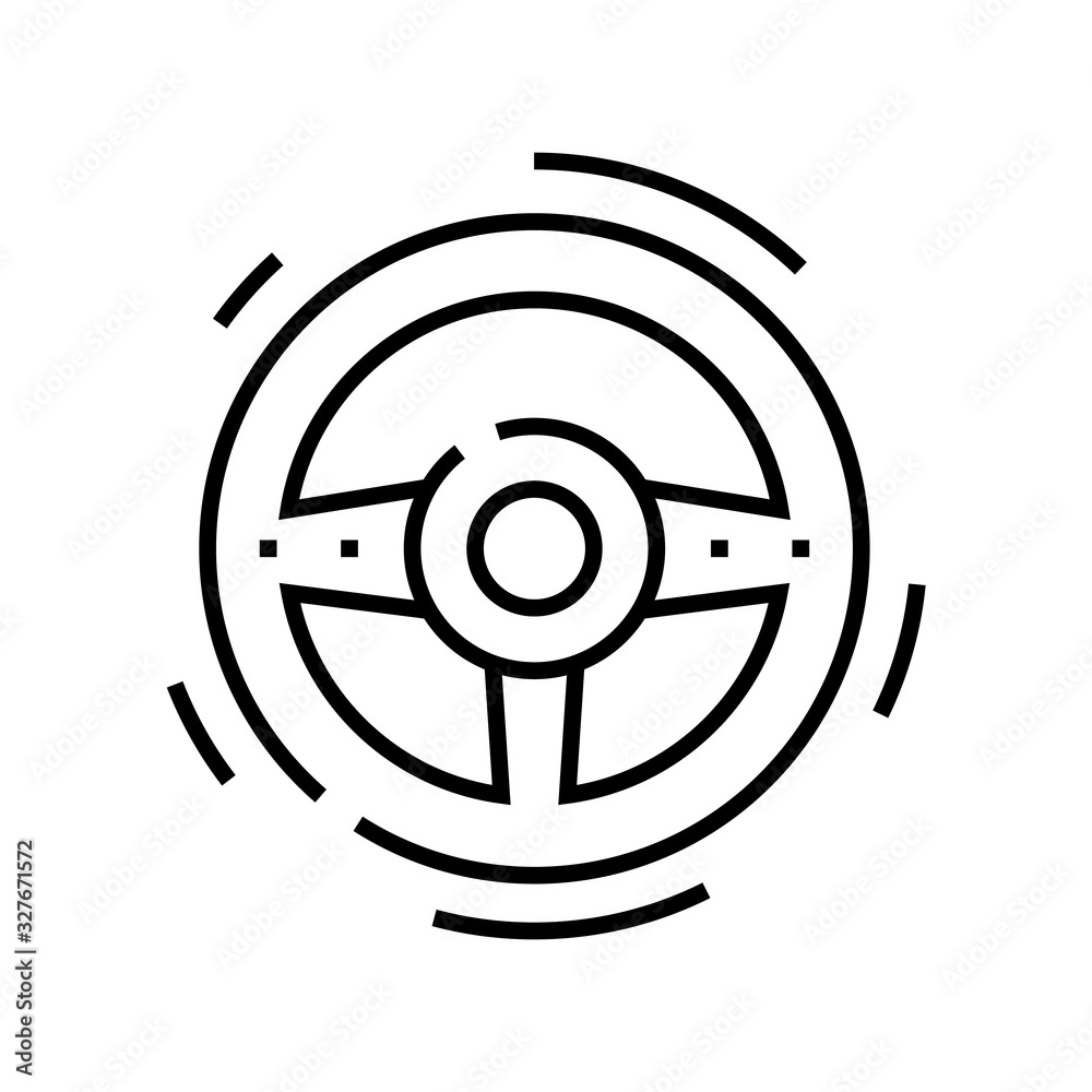 Steering wheel line icon, concept sign, outline vector illustration, linear symbol. Steering wheel line icon, concept sign, outline vector illustration, linear symbol.