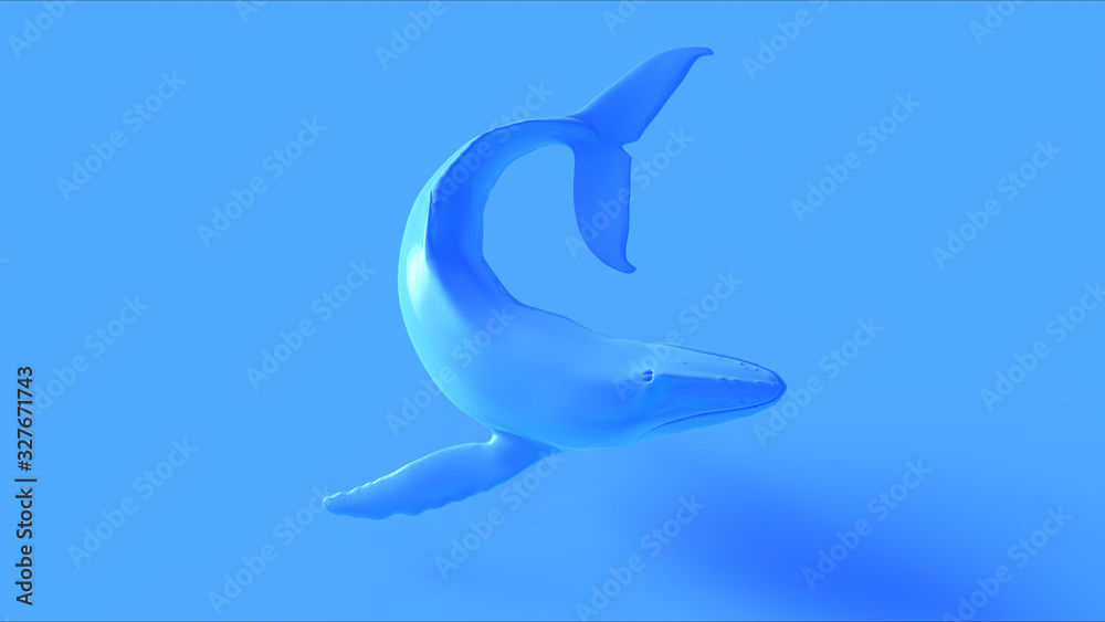 Blue Humpback Whale 3d illustration 3d render	