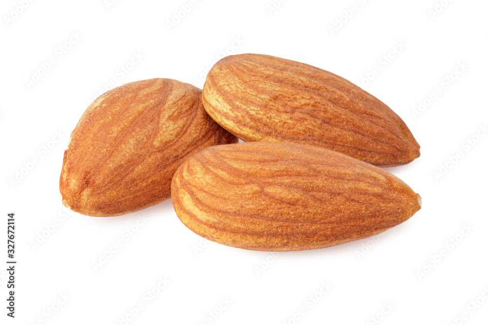almond isolated on white background. Nuts on white background. almond isolated on white background. Nuts on white background.