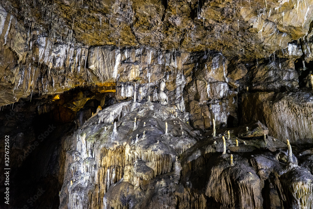 Poole Cavern Alien like stalactite and stalagmite.