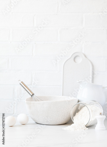 Baking background.Kitchen utensils .Pancake Products.
