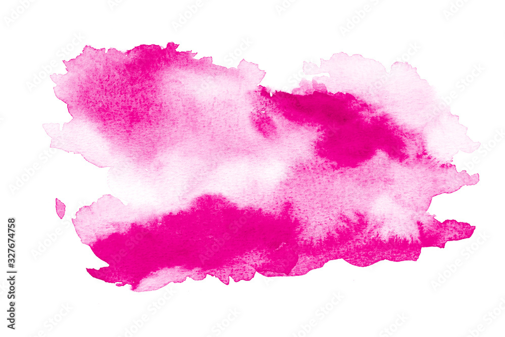 Abstract pink watercolor art hand paint on white background.