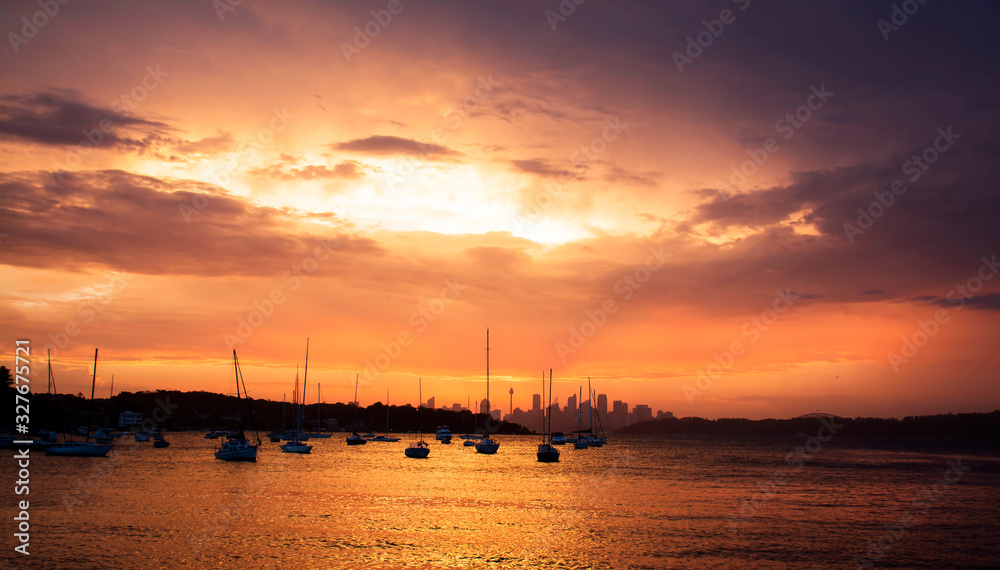 Sydney Harbour at sunset, Sydney Australia