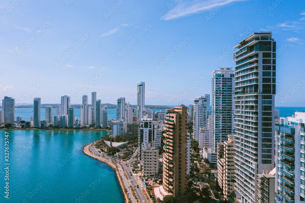 Obraz premium Aerial view of Cartagena Bocagrande