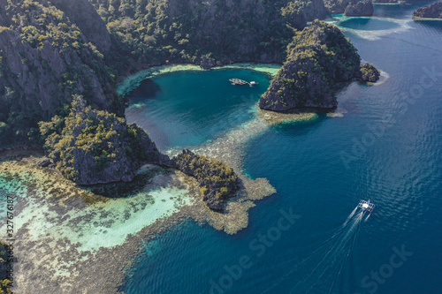 Aerial view of the Twin Lagoon in coron island  Palawan  Philippines