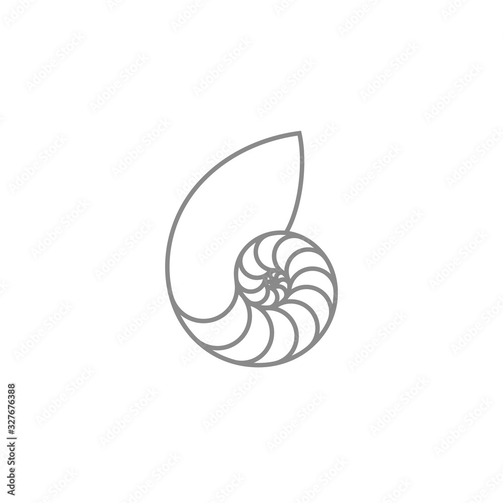 Nautilus. Outline style. Isolated nautilus on white background - obrazy, fototapety, plakaty 