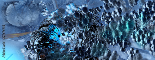 Fototapeta 3D rendering of abstract technology concept background