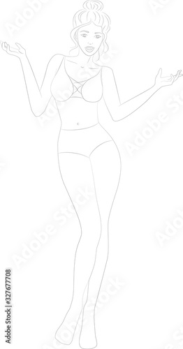 Female in bikini silhouette.