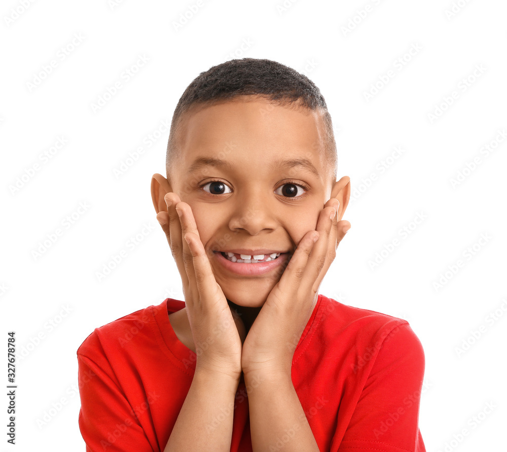 Happy African-American boy on white background Happy African-American boy on white background